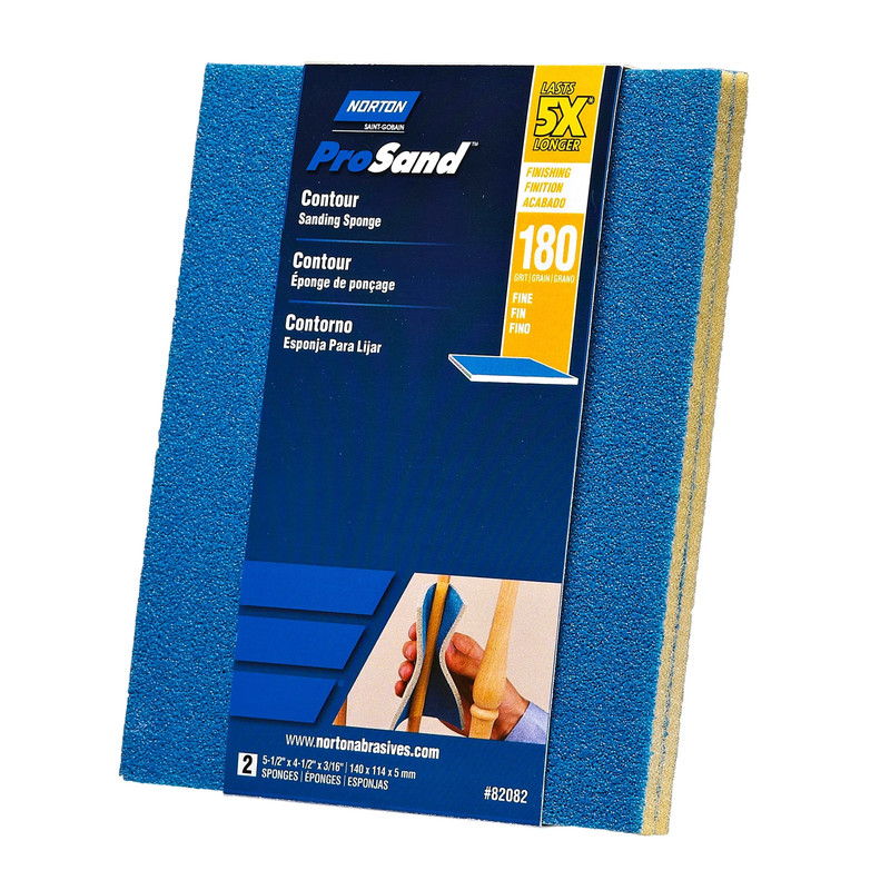 ProSand 5X Contour Sanding Sponge - 4-1/2" x 5-1/2" - 2 Pack - Grit:180 Grit